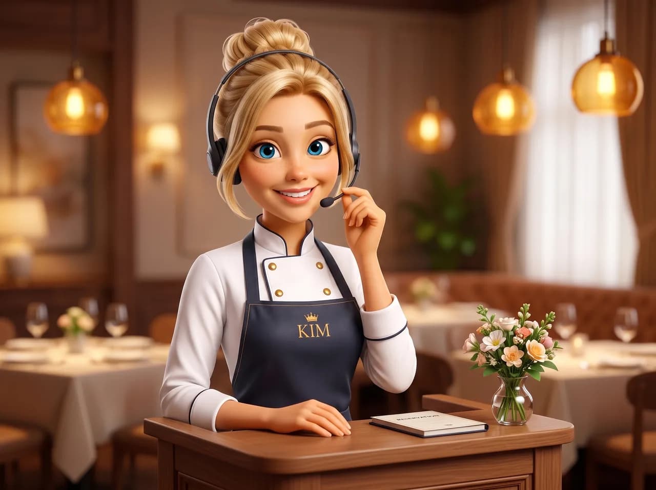 KIM als Telefonassistentin am Empfang eines Restaurants