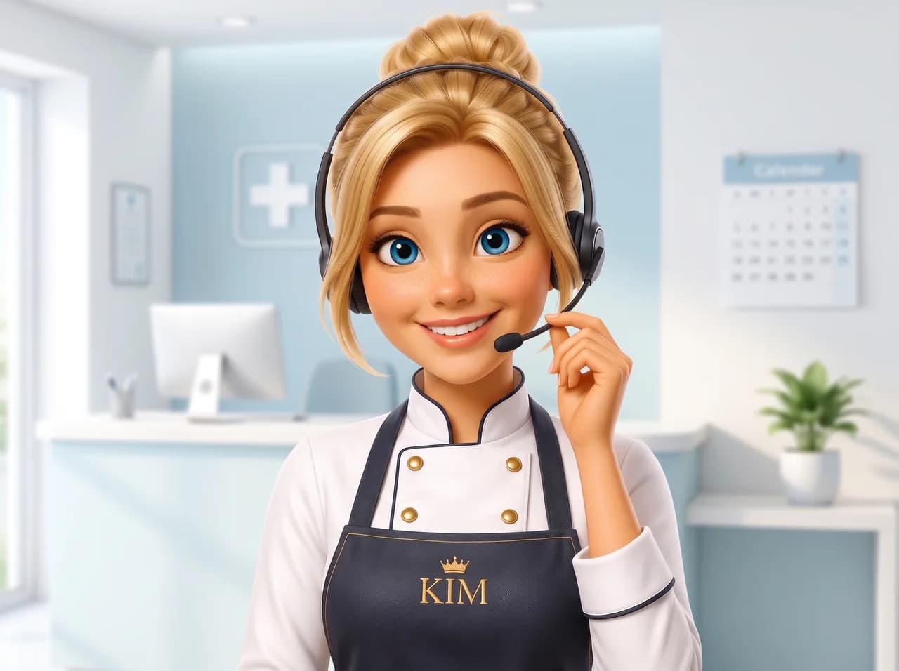 KIM als Telefonassistentin am Empfang einer Arztpraxis